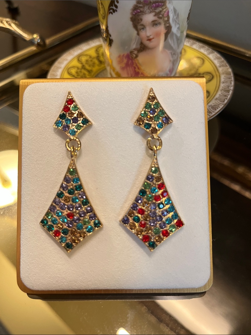 Multicolored Crystal Drop Earrings